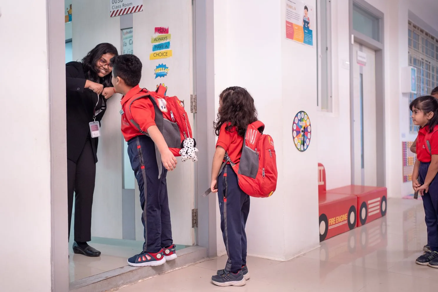 Children arriving for another day at Skill Stork