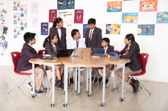 Middle and Secondary students at Skill Stork International School